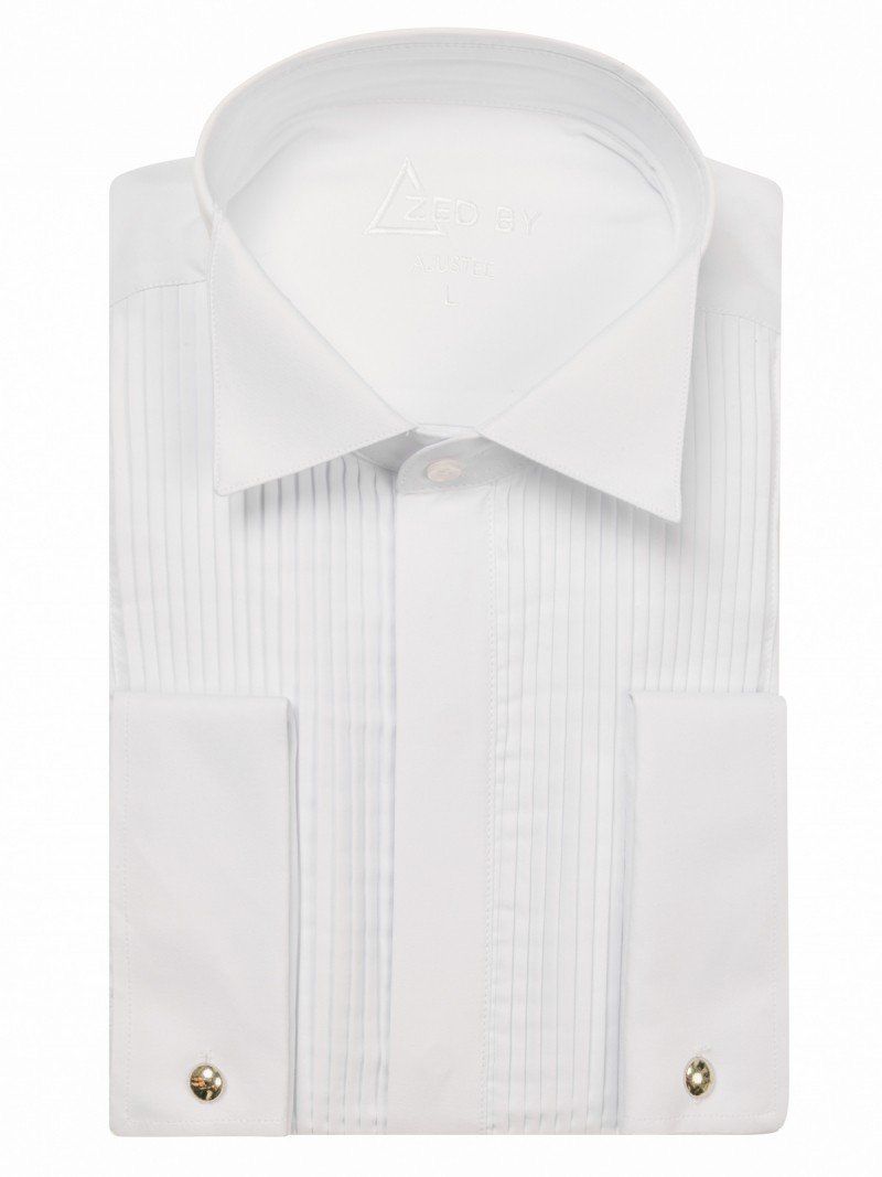 White formal shirt with collar and bib